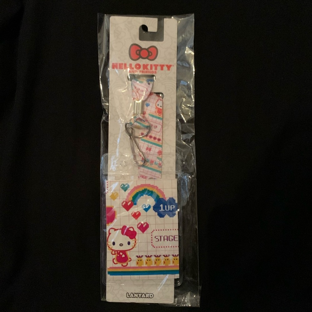 Hello Kitty and Friends pixel video game style lanyard and card holder NWT